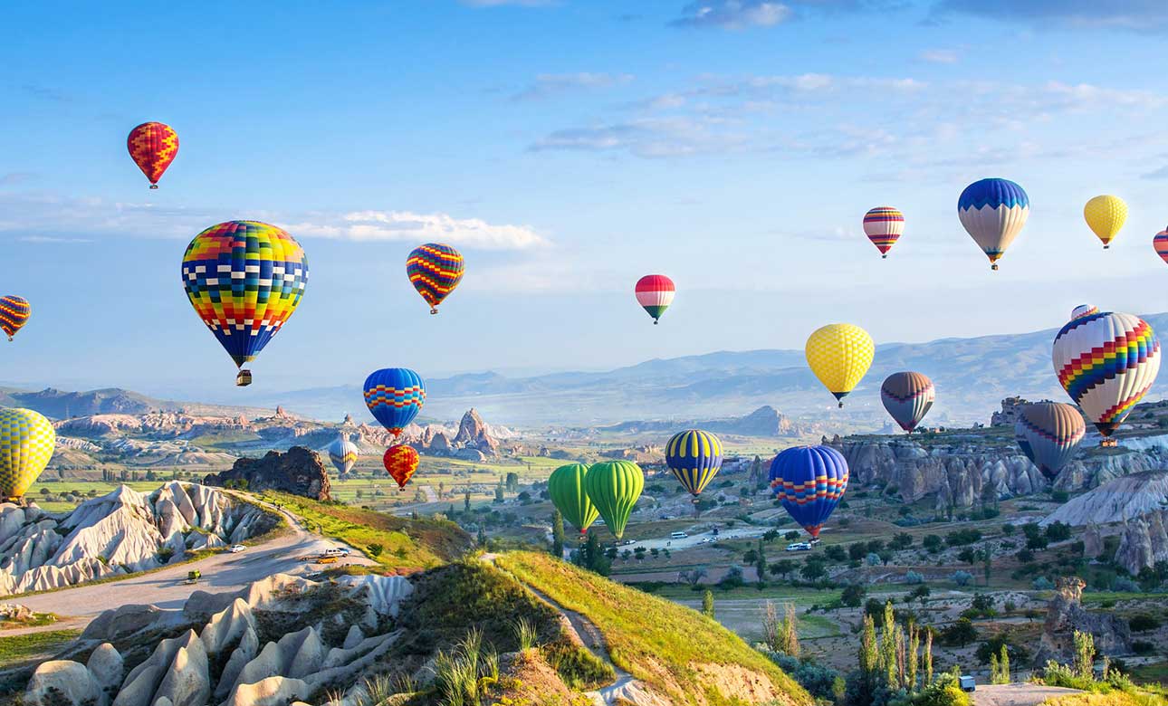 Hot Air Balloons flying over Cappadocia, Turkey